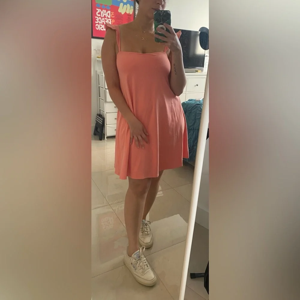 NWOT Susana Monaco Square Neck Ruffle
Strap Sleeveless Dress in Melon - Picture 6 of 7